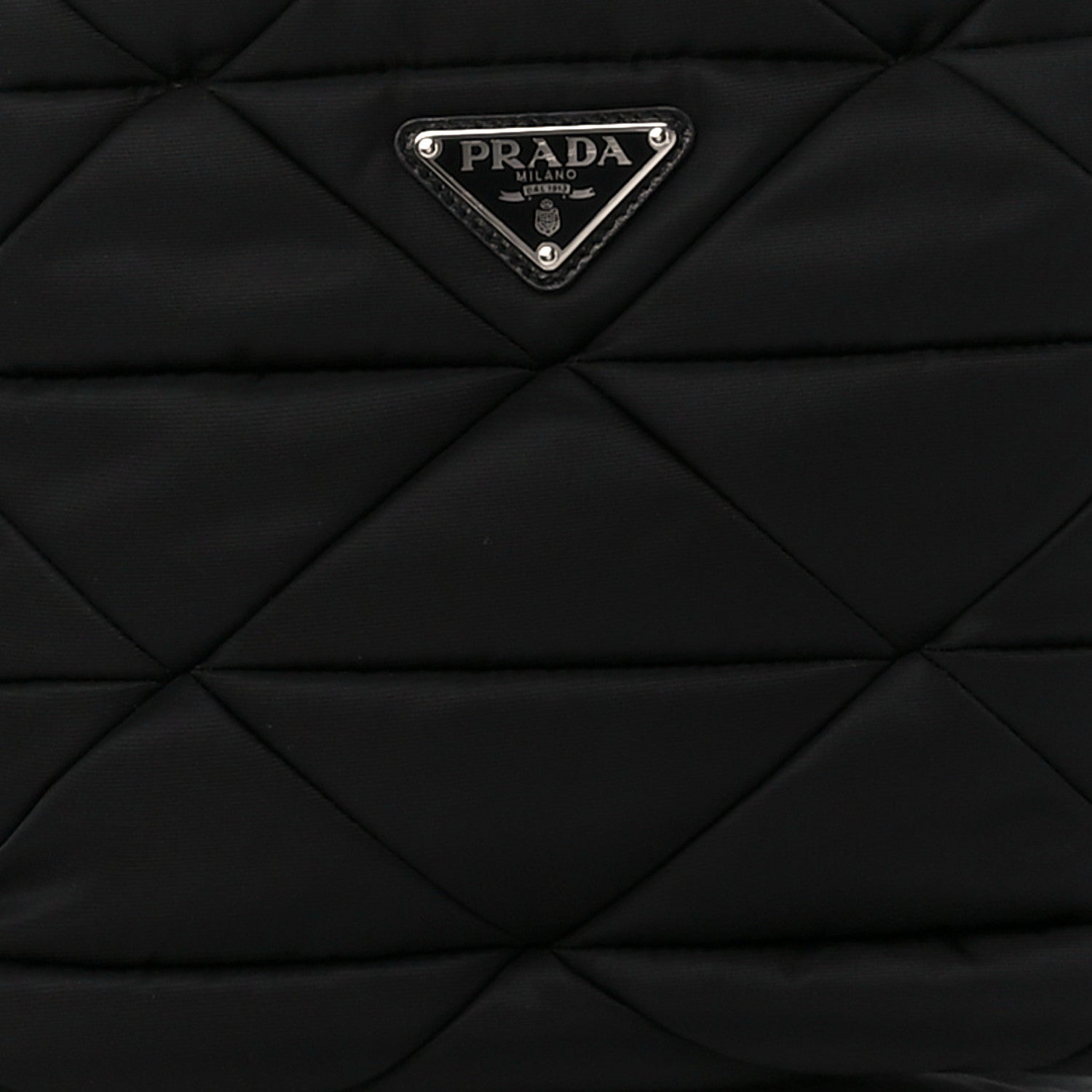 Prada Re-Nylon Nappa Triangle Quilted Padded Double Handled Zip Pocket Tote Black 10 of 12