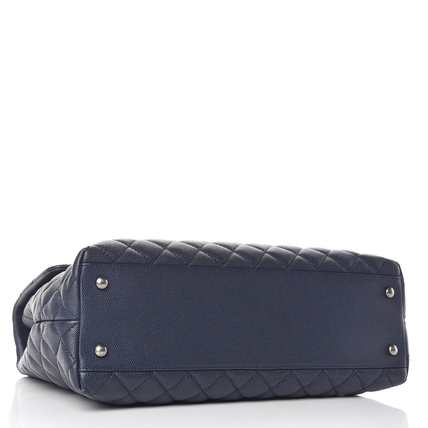Caviar Quilted Large Coco Handle Flap Navy Blue