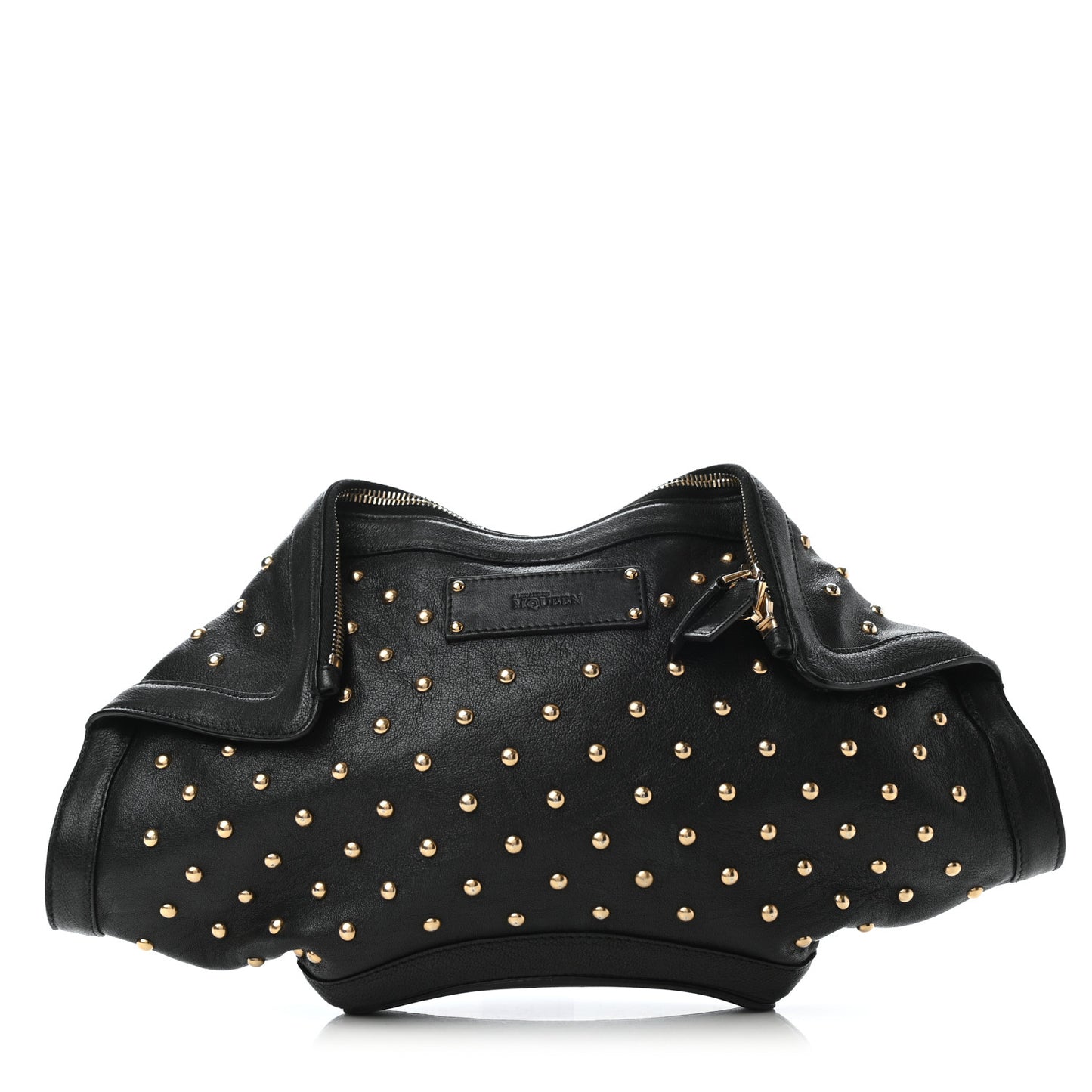 Calfskin Studded De Manta Clutch Black