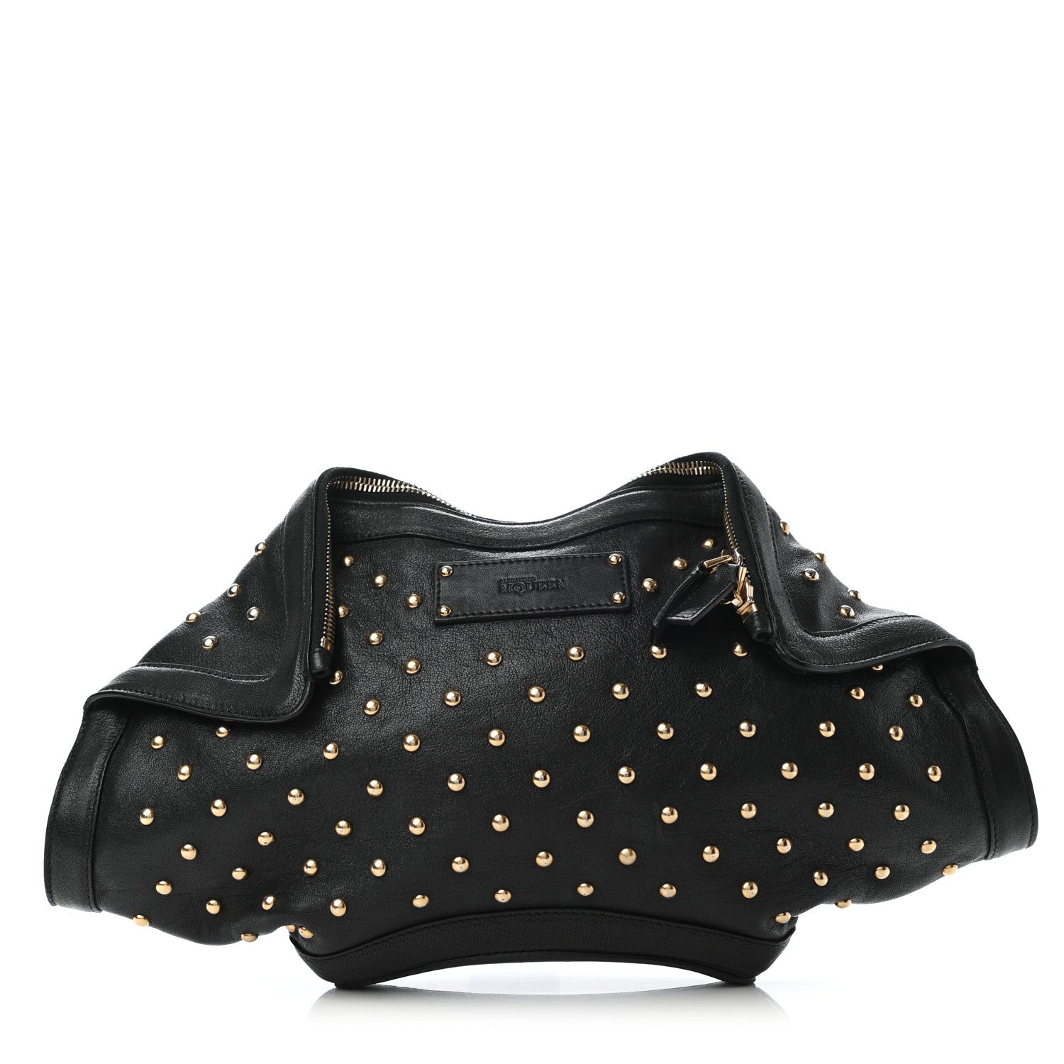 Alexander McQueen Calfskin Studded De Manta Clutch Black 1 of 9