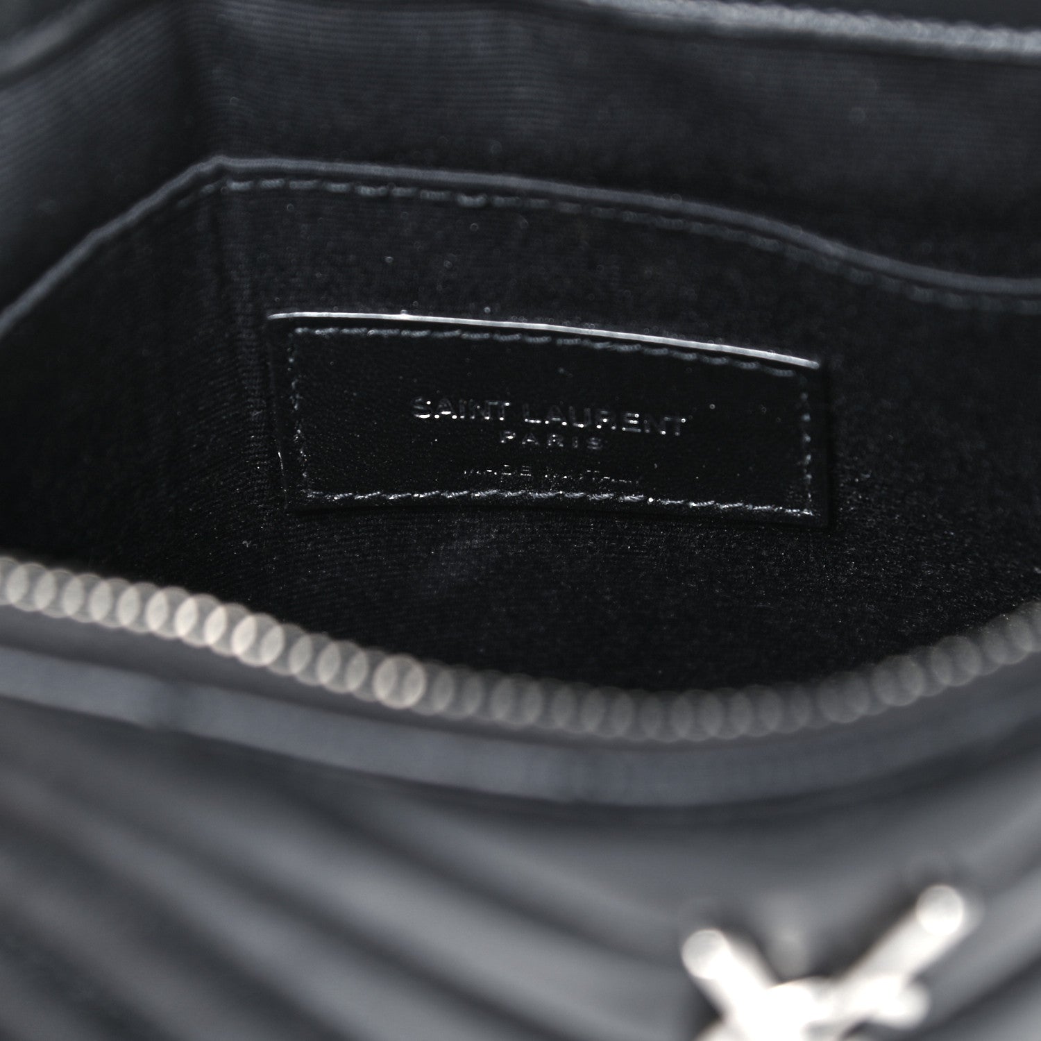 Saint Laurent Calfskin Matelasse Chevron Monogram A5 Wristlet Black 7 of 7