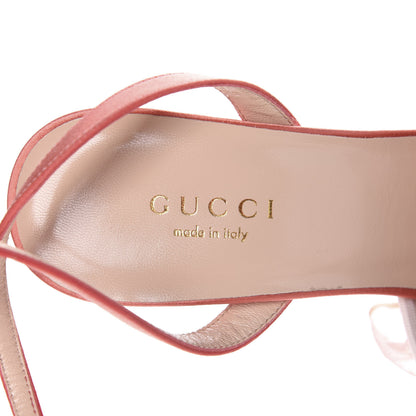 Gucci Tulle Ruffle High Heel Slingback Sandals 35 Peach White 6 of 9