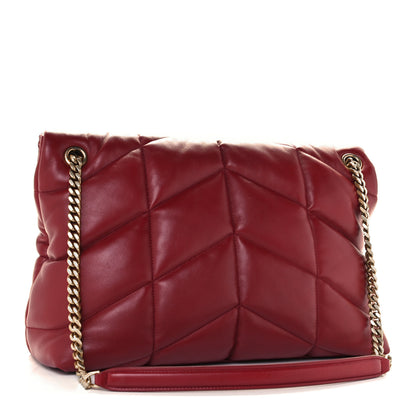 Saint Laurent Lambskin Quilted Medium Loulou Puffer Monogram Chain Satchel Opyum Red 3 of 12