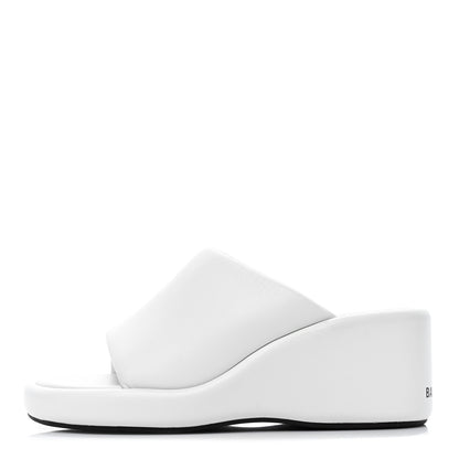 Balenciaga Smooth Nappa Logo Rise Wedge Sandals 39 White Black 1 of 10