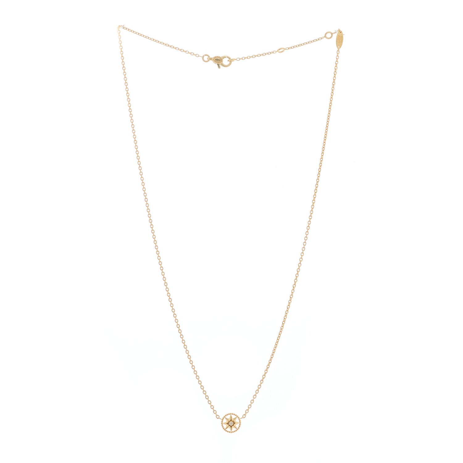 Christian Dior 18K Yellow Gold Diamond XS Rose Des Vents Necklace 3 of 6
