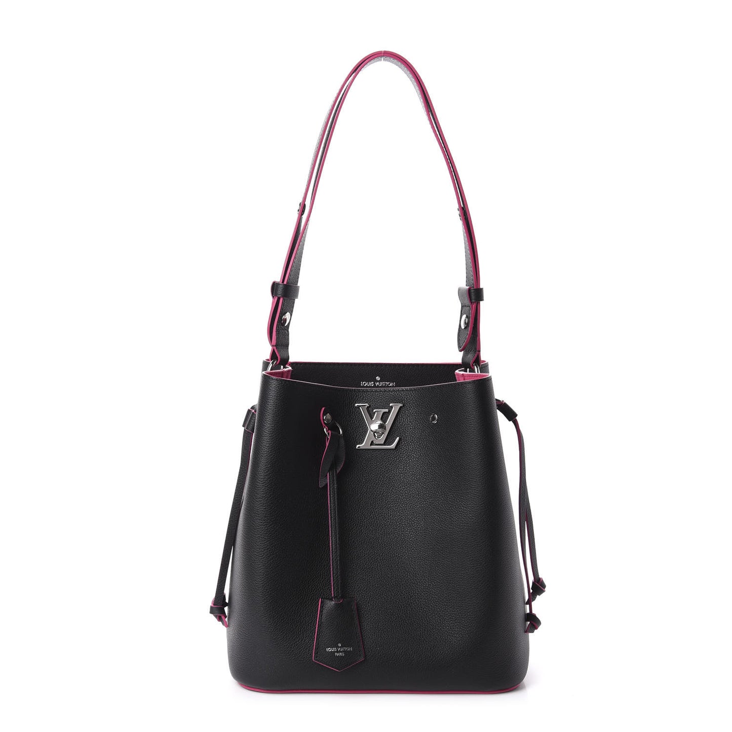 Calfskin Lockme Bucket Black