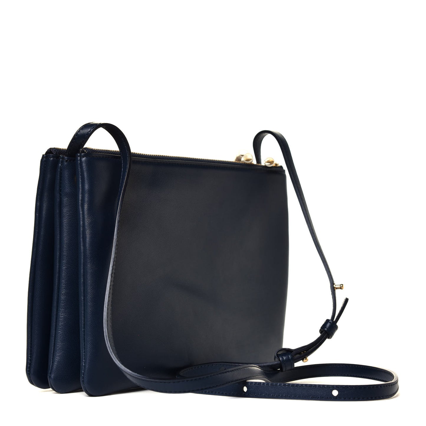 Lambskin Large Trio Crossbody Bag Navy Blue