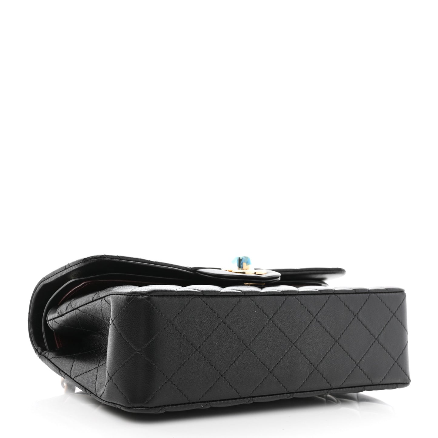 Lambskin Quilted Small Double Flap Black