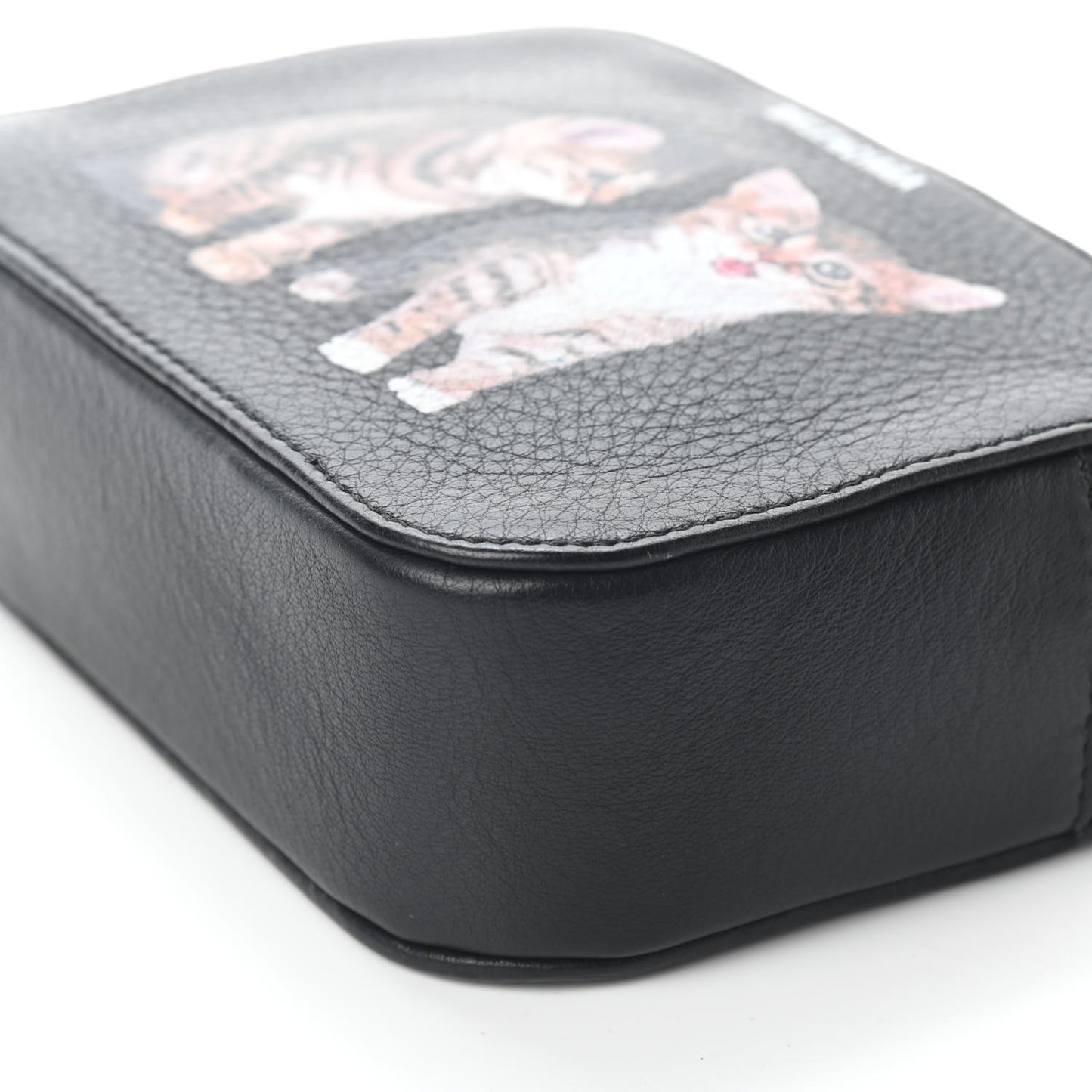 Calfskin Kittens Logo XS Everyday Camera Bag Black White
