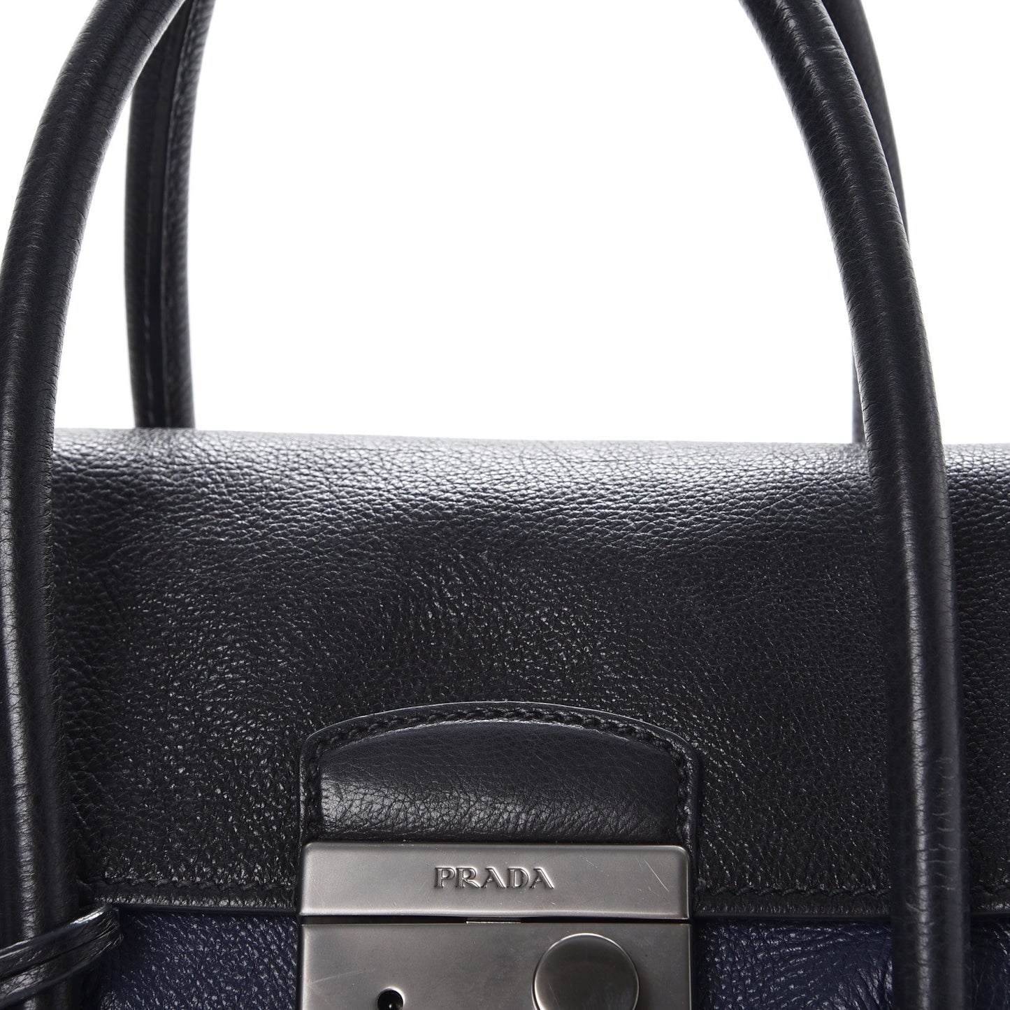 Glace Calfskin Large Twin Pocket Tote Baltico Black