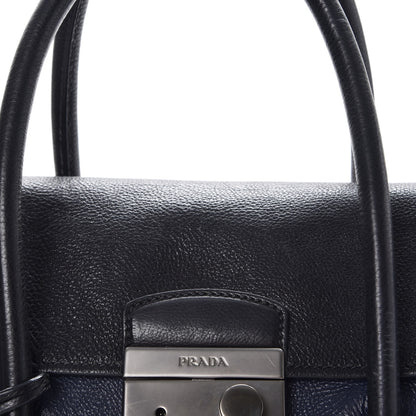 Prada Glace Calfskin Large Twin Pocket Tote Baltico Black 13 of 13