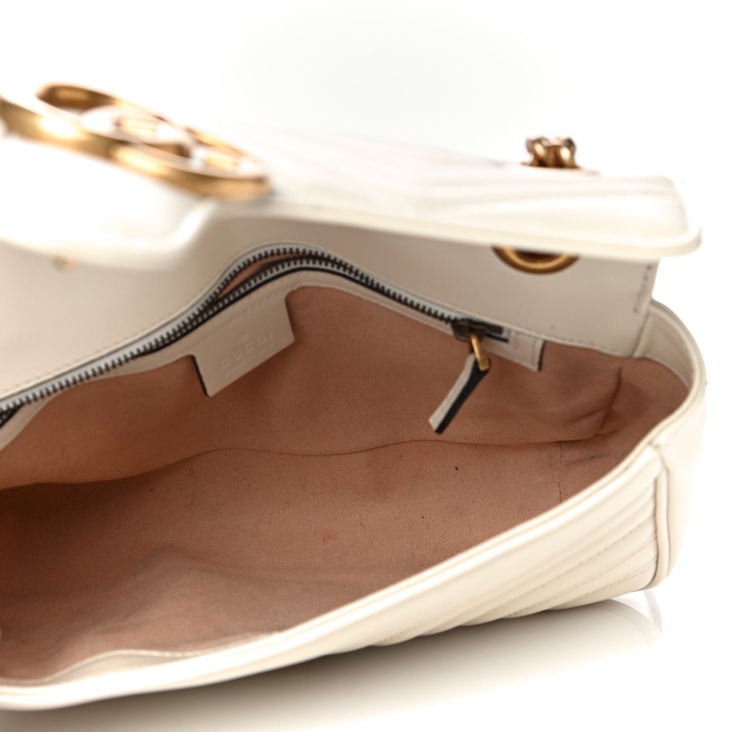 Calfskin Matelasse Small GG Marmont Shoulder Bag White