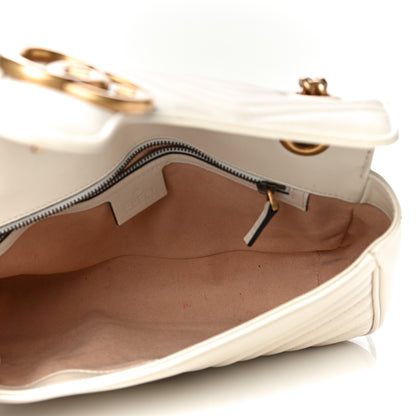 Gucci Calfskin Matelasse Small GG Marmont Shoulder Bag White 4 of 19