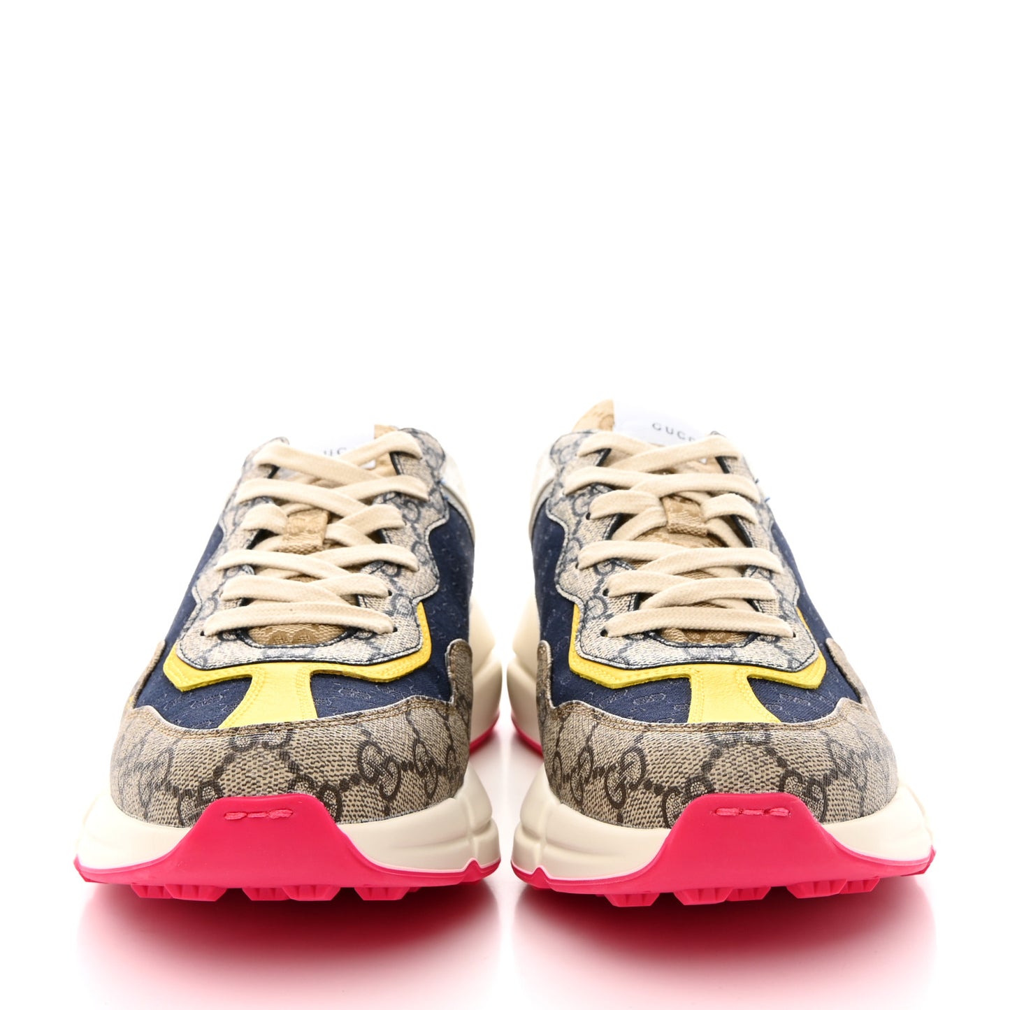 GG Supreme Monogram Mix Monogram Mens Rhyton Sneakers 8.5 London Blue Beige Sun Yellow