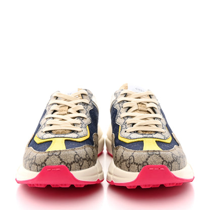 Gucci GG Supreme Monogram Mix Monogram Mens Rhyton Sneakers 8.5 London Blue Beige Sun Yellow 2 of 11