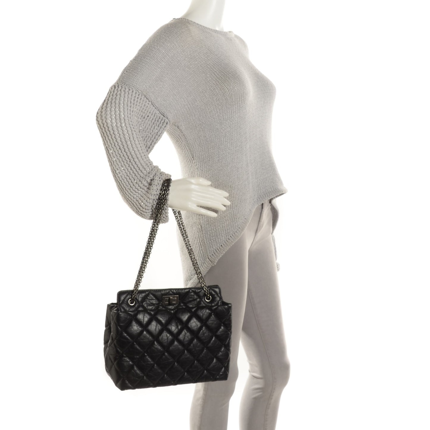 Aged Calfskin Quilted Reissue 2.55 Tote Black
