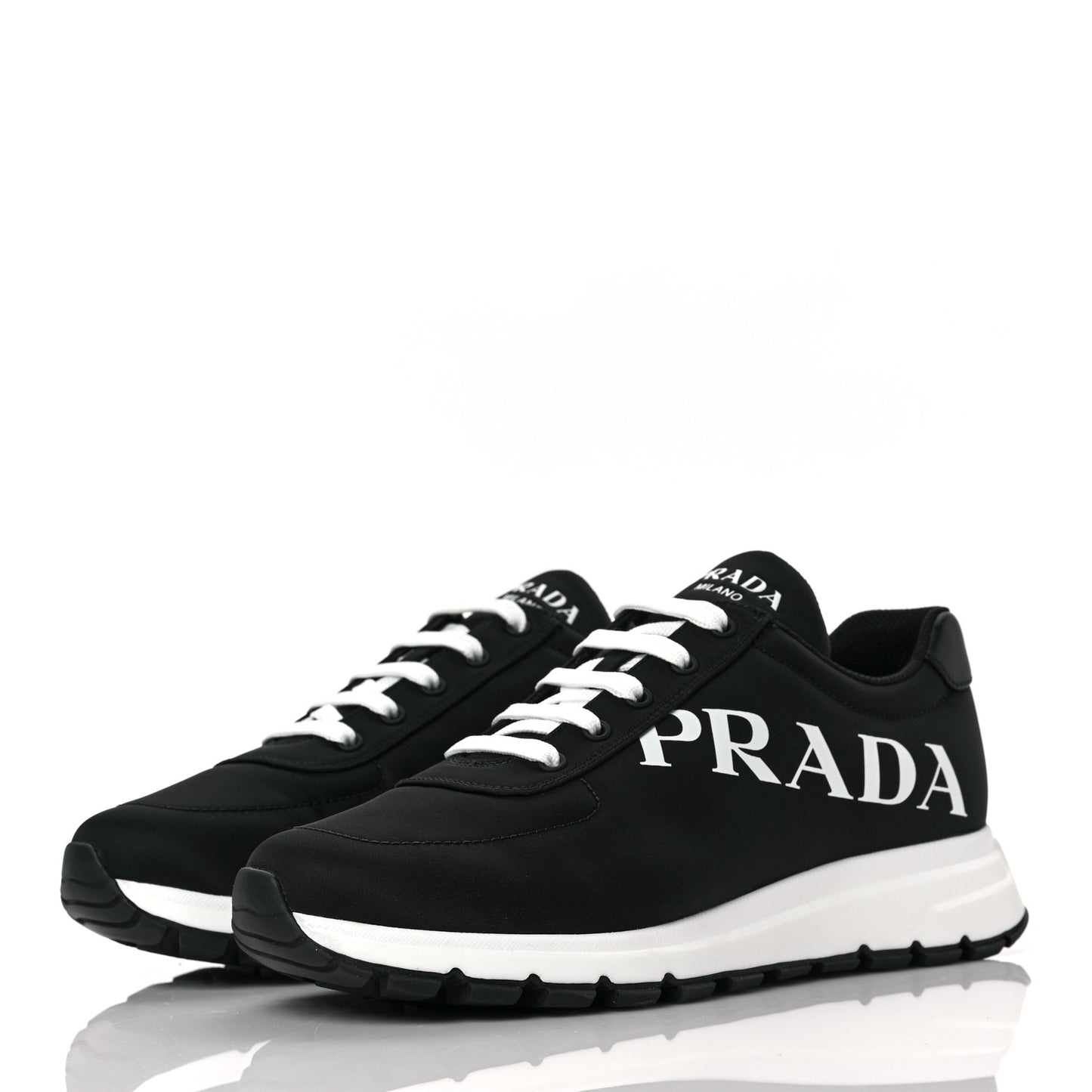 Nylon Gabardine Logo Sneakers 8.5 Black