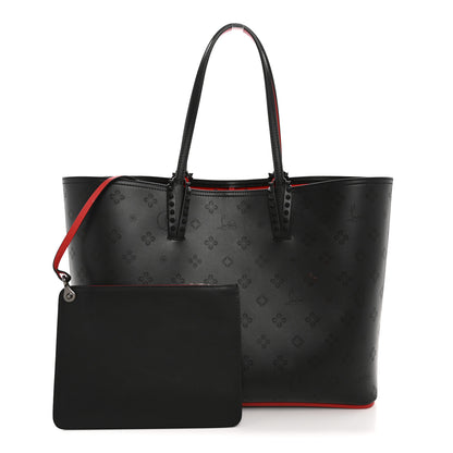 Christian Louboutin Perforated Calfskin Loubinthesky East West Cabata Tote Black Red 3 of 11