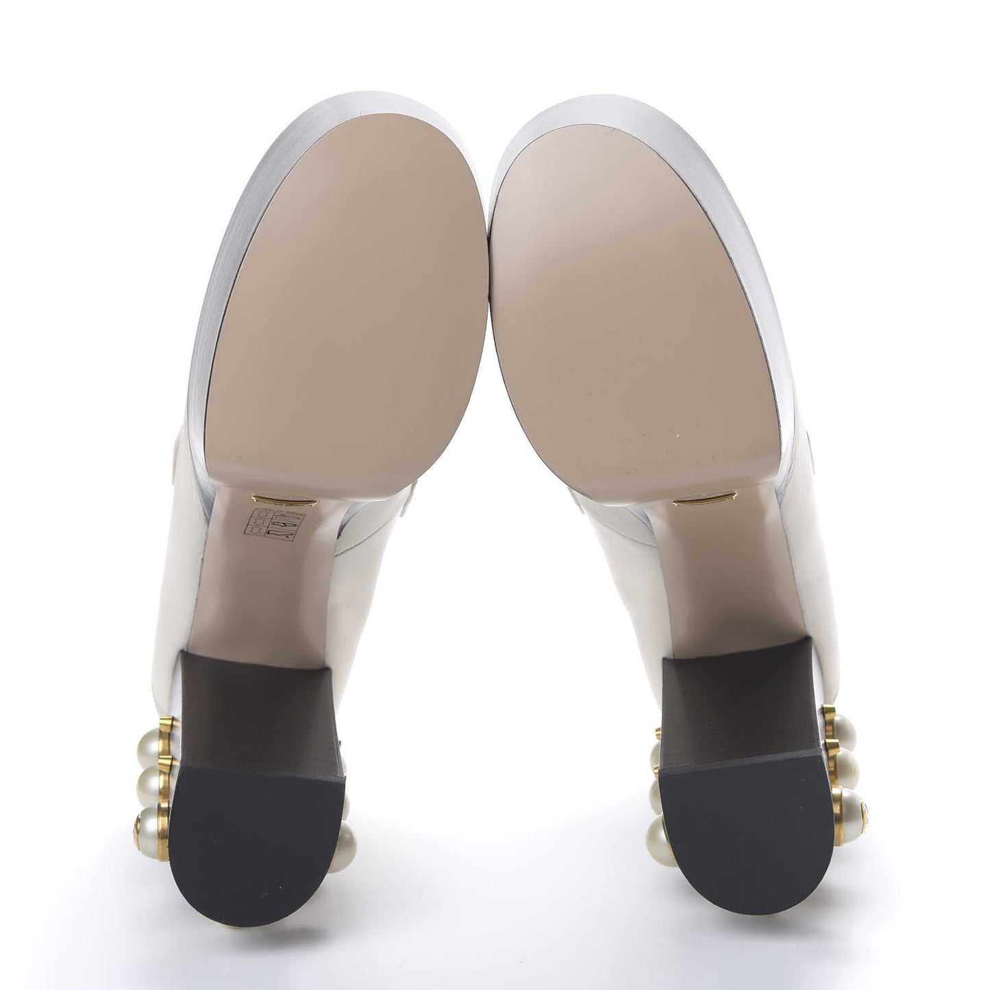 Malaga Kid Pearl Studded Vegas Platform Loafers 41 Mystic White