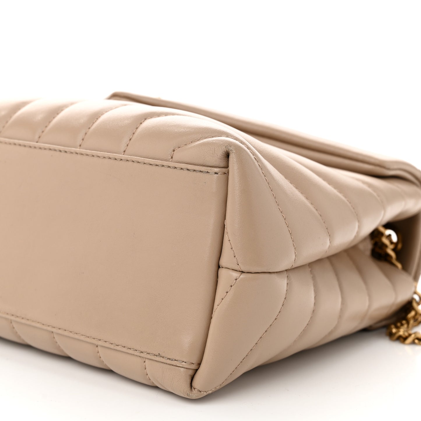 Calfskin Y Quilted Monogram Small Loulou Chain Satchel Dark Beige