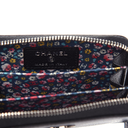 Chanel Goatskin Camellia Zip Coin Purse Black 6 of 8