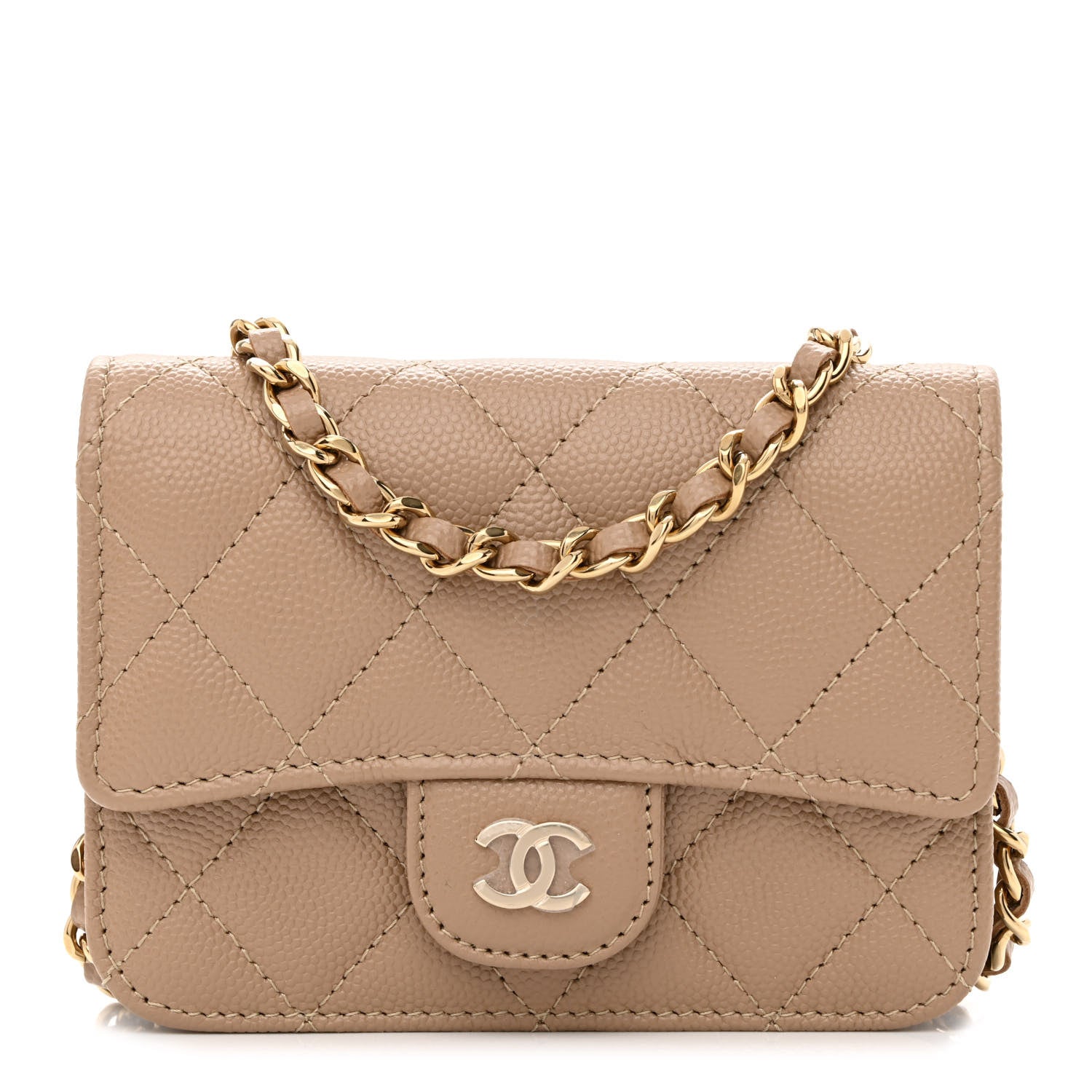 Chanel Caviar Quilted Mini Chain Bag Dark Beige 1 of 12