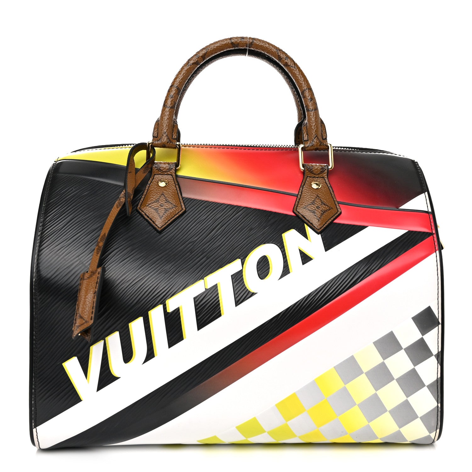 Louis Vuitton Epi Reverse Monogram Damier Race Speedy Bandouliere 30 Black Yellow 1 of 11