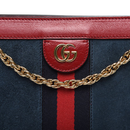 Gucci Suede Calfskin Web Small Ophidia Chain Shoulder Bag New Blue Romantic Cherry 12 of 12