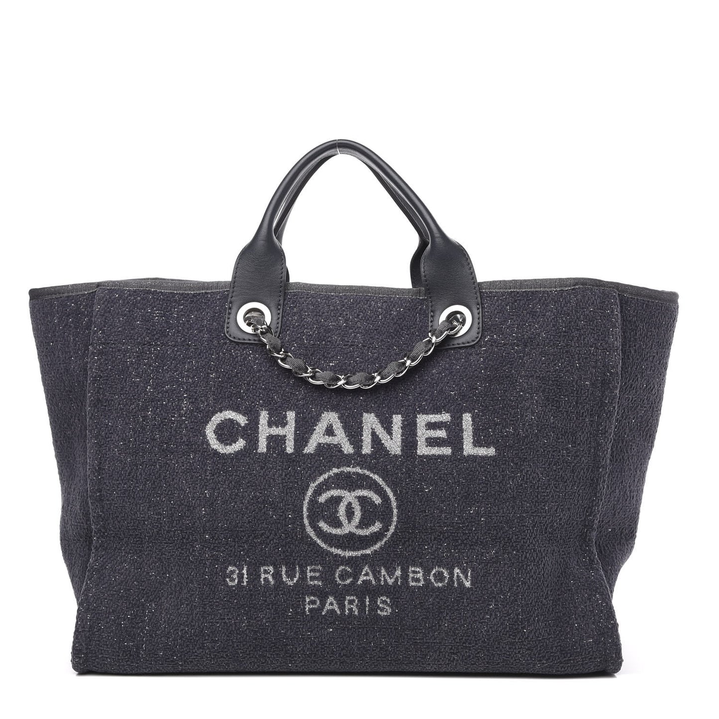 Lurex Boucle Medium Deauville Tote Grey