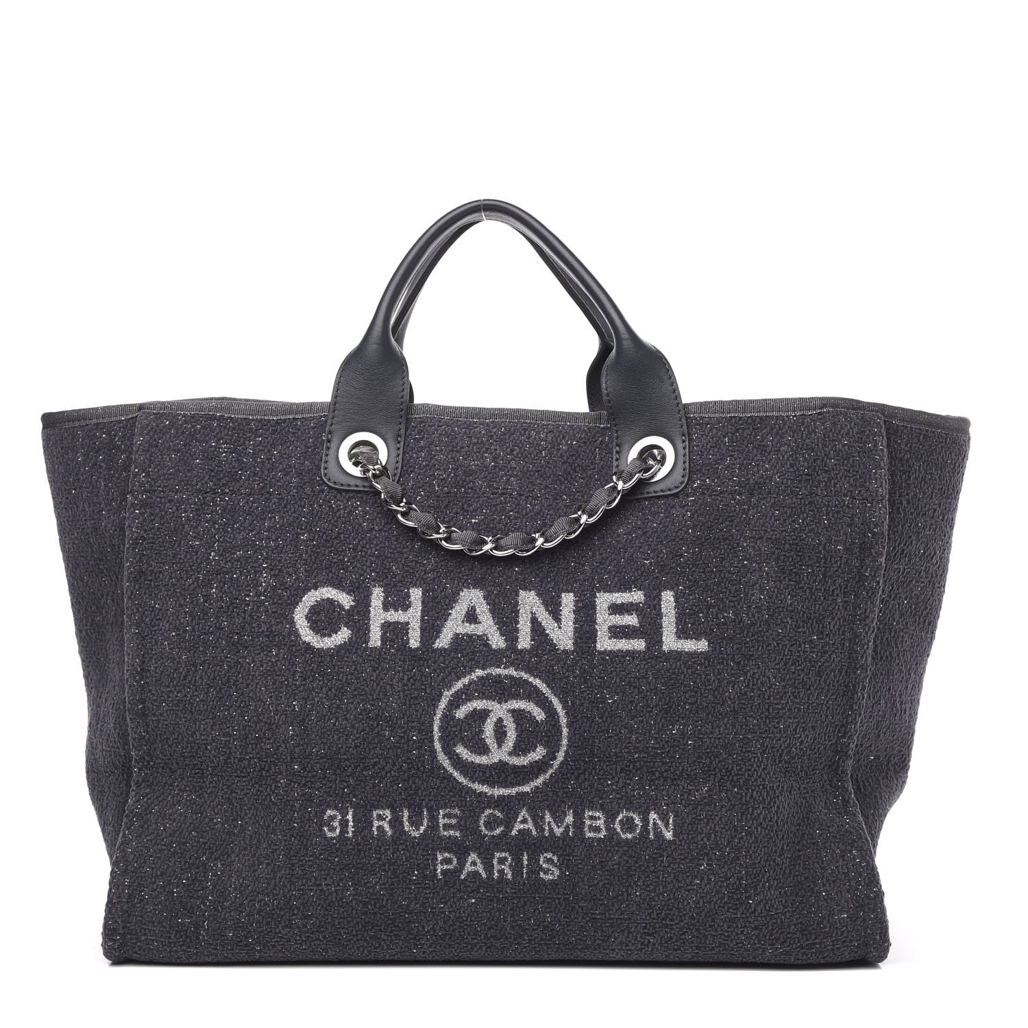 Chanel Lurex Boucle Medium Deauville Tote Grey 1 of 11