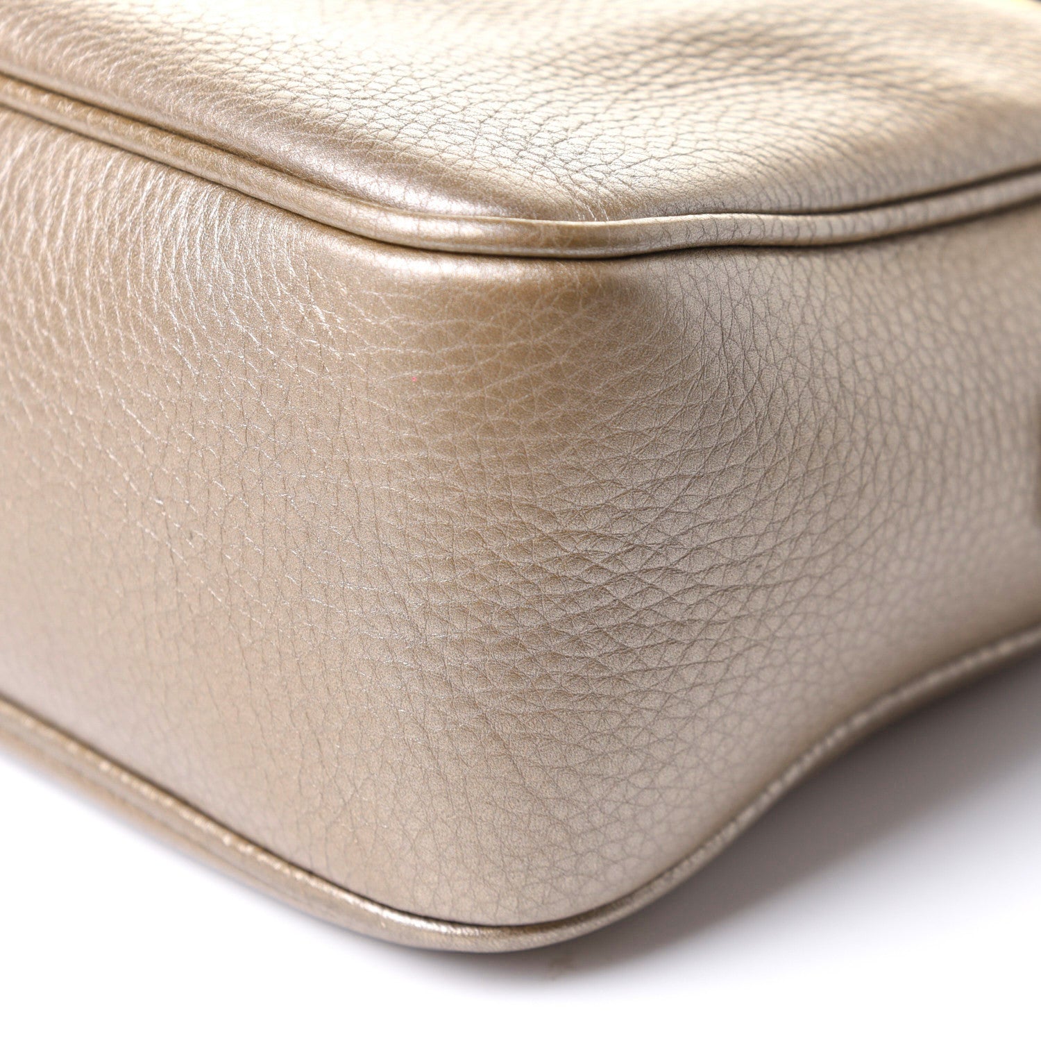 Gucci Metallic Pebbled Calfskin Small Soho Bowler Golden Beige 5 of 11