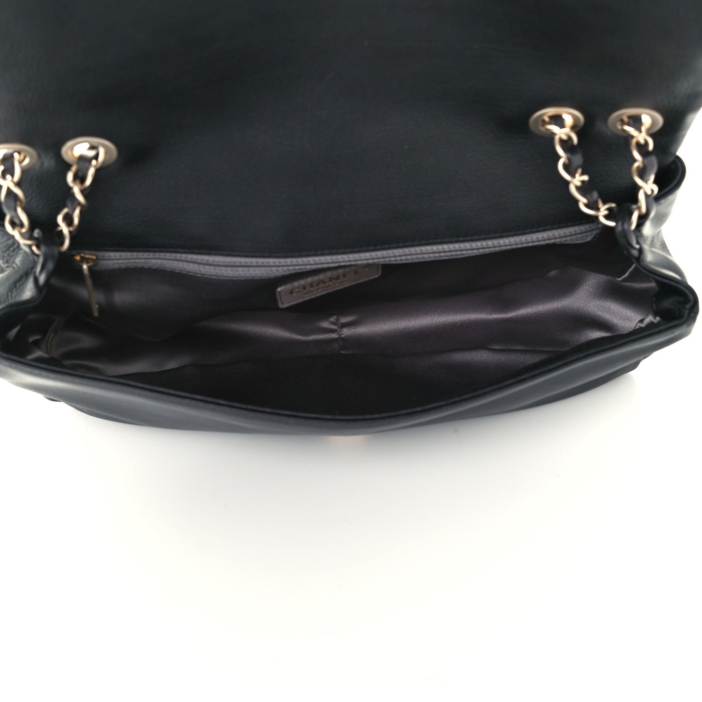 Grained Calfskin Metal Mosaic Flap Black