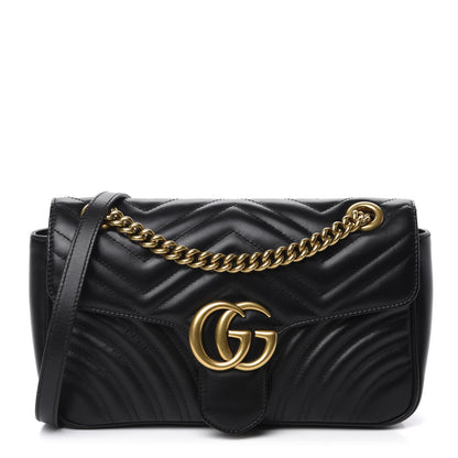Gucci Calfskin Matelasse Small GG Marmont Shoulder Bag Black 1 of 10