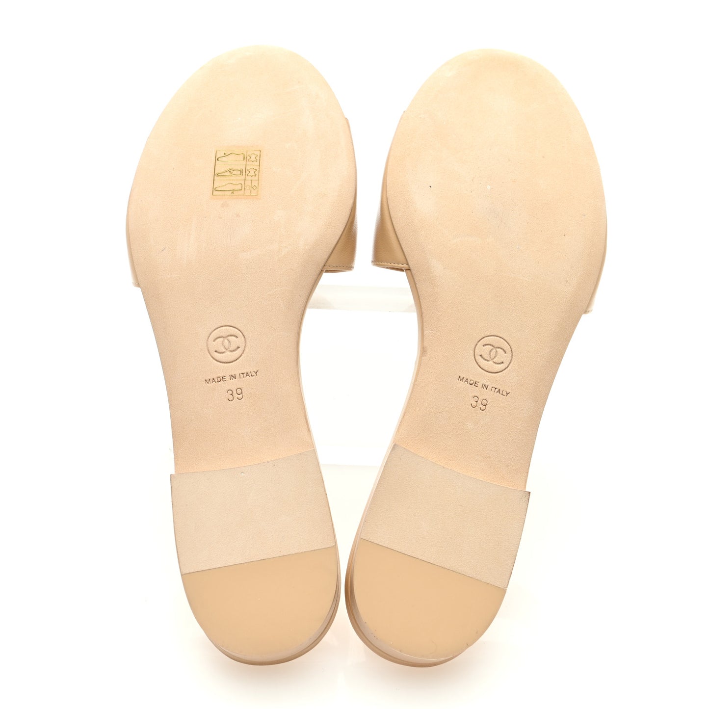 Lambskin Camellia Slide Sandals 39 Beige