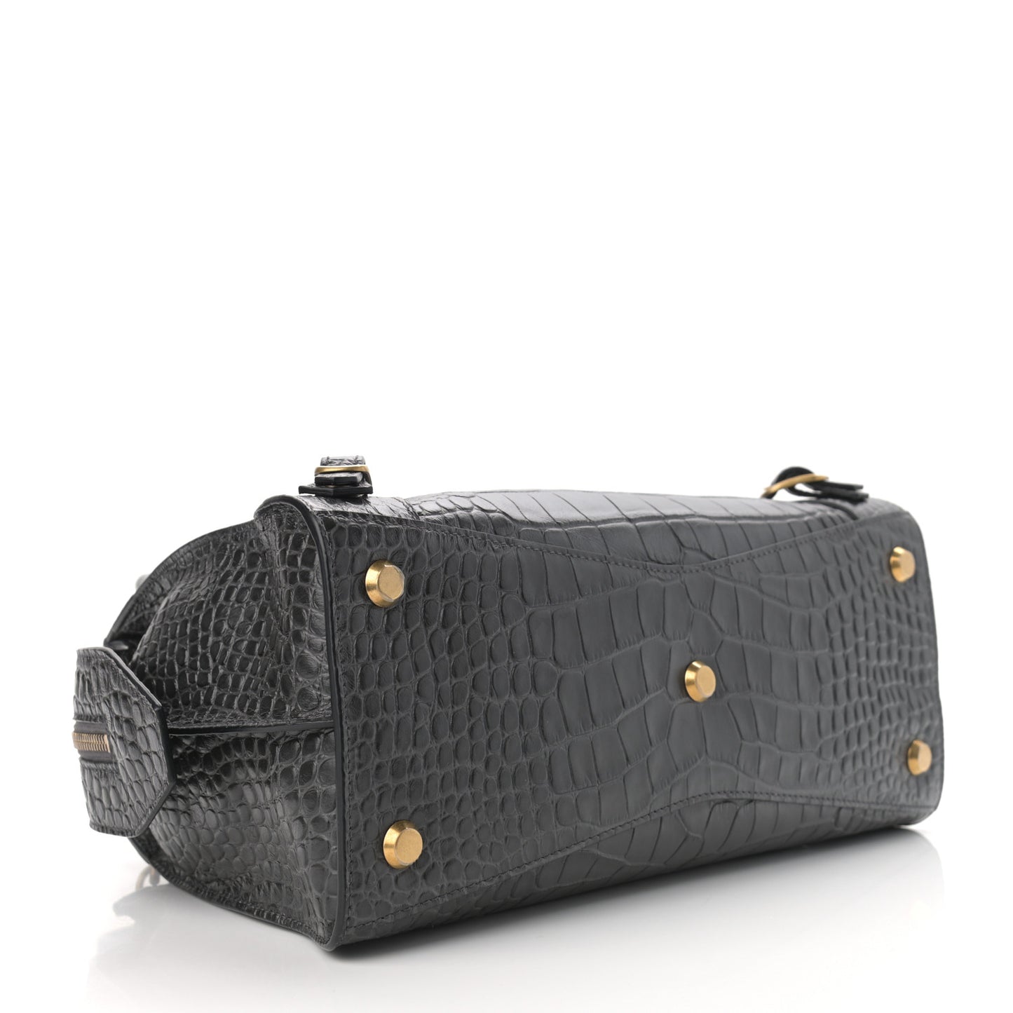 Extra Supple Calfskin Crocodile Embossed Neo Classic Gold Hardware S City Dark Grey