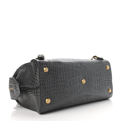 Balenciaga Extra Supple Calfskin Crocodile Embossed Neo Classic Gold Hardware S City Dark Grey 4 of 10