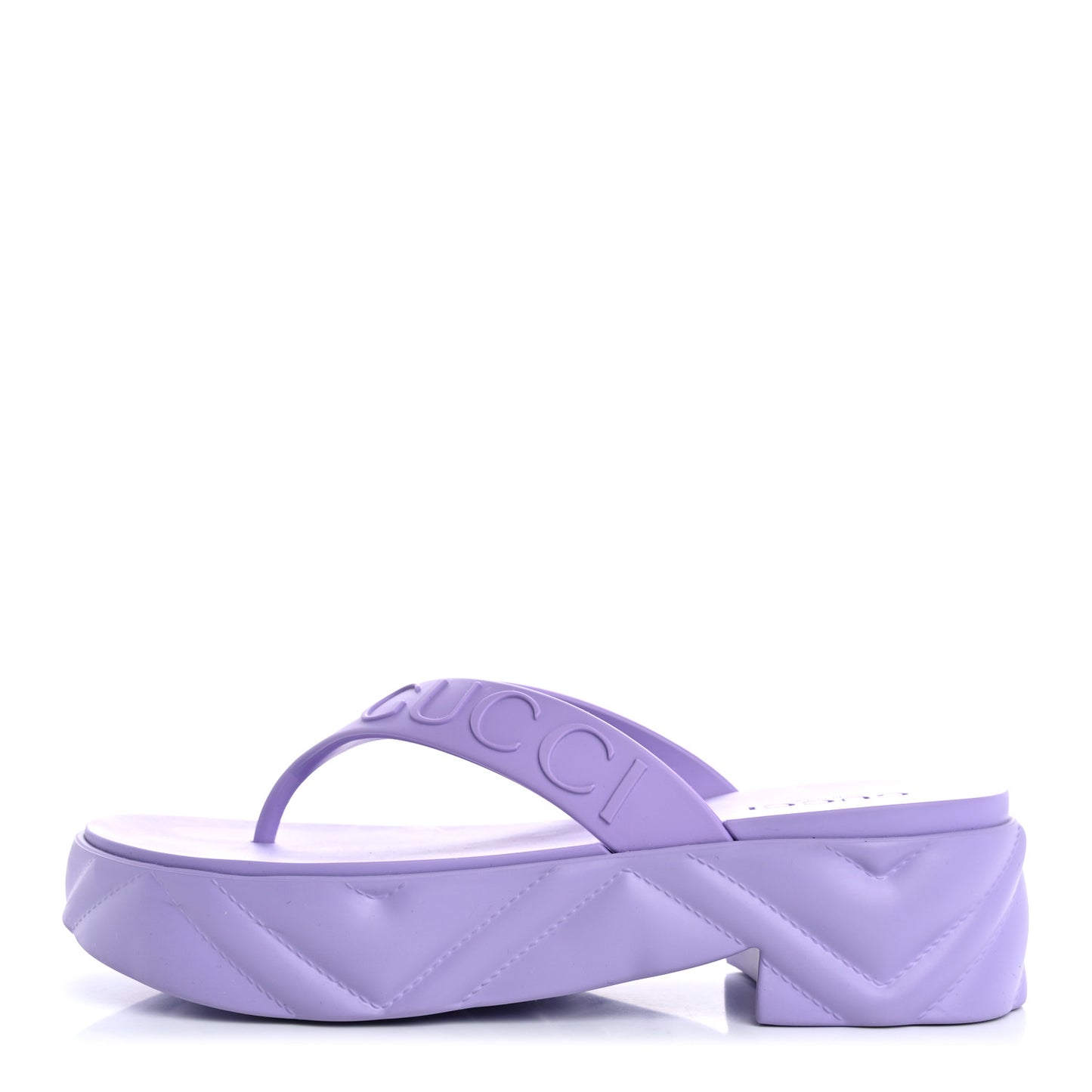 Rubber Chevron Logo Embossed Womens Thong Platform Sandals 37 Lapis