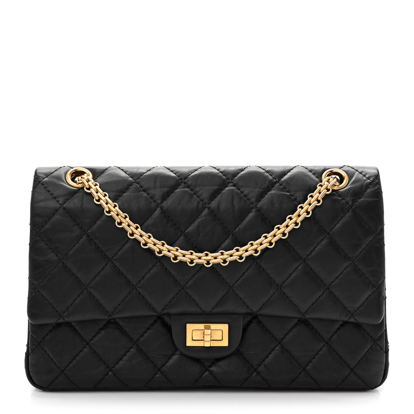 Aged Calfskin Quilted 2.55 Reissue 226 Flap Black
