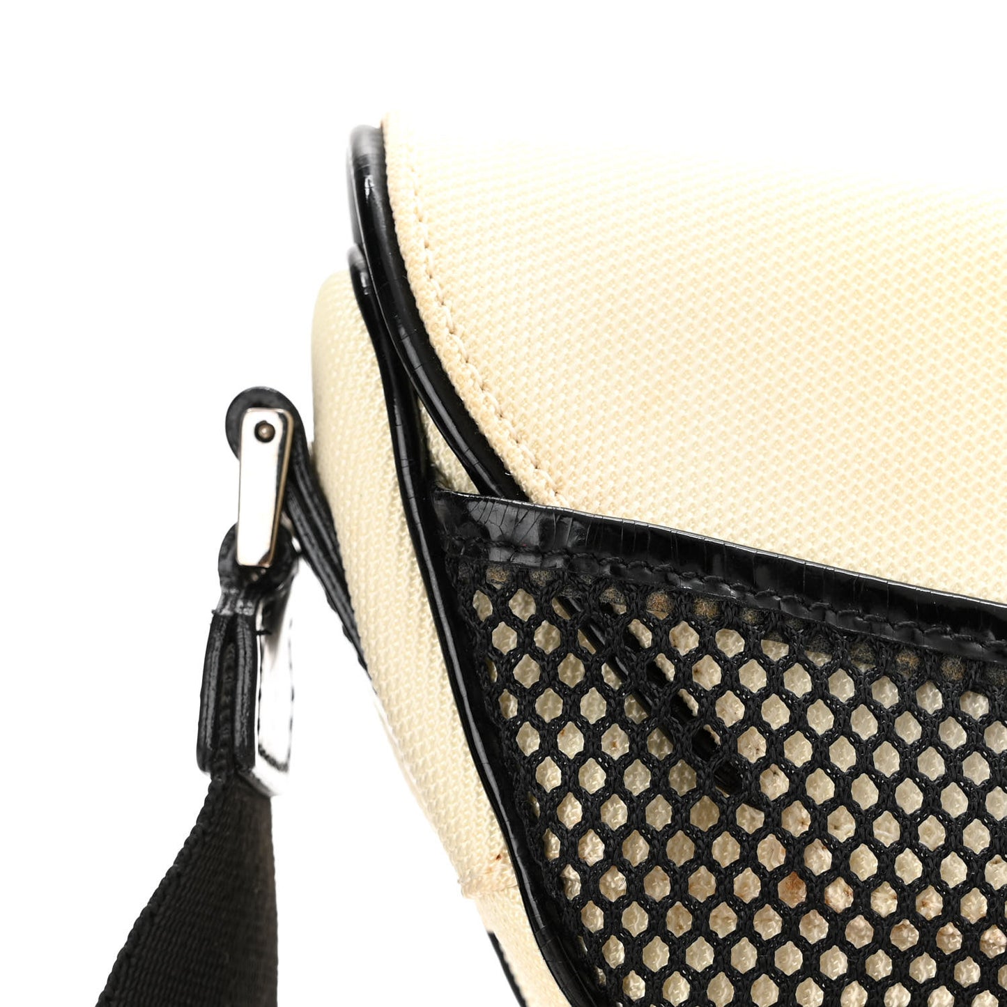 Canvas Mesh Sport Saddle Bag White Black