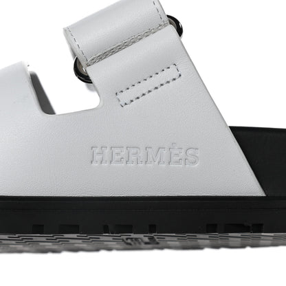 Hermes Calfskin Womens Chypre Sandals 37 White 9 of 10