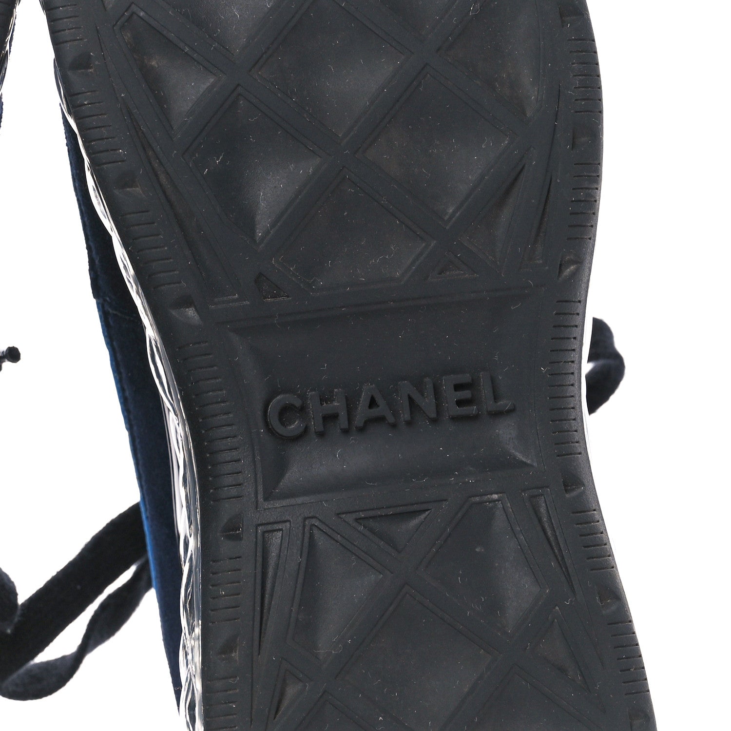 Chanel Suede Calfskin Velvet Grosgrain CC Sneakers 36 Navy Blue Black 6 of 8
