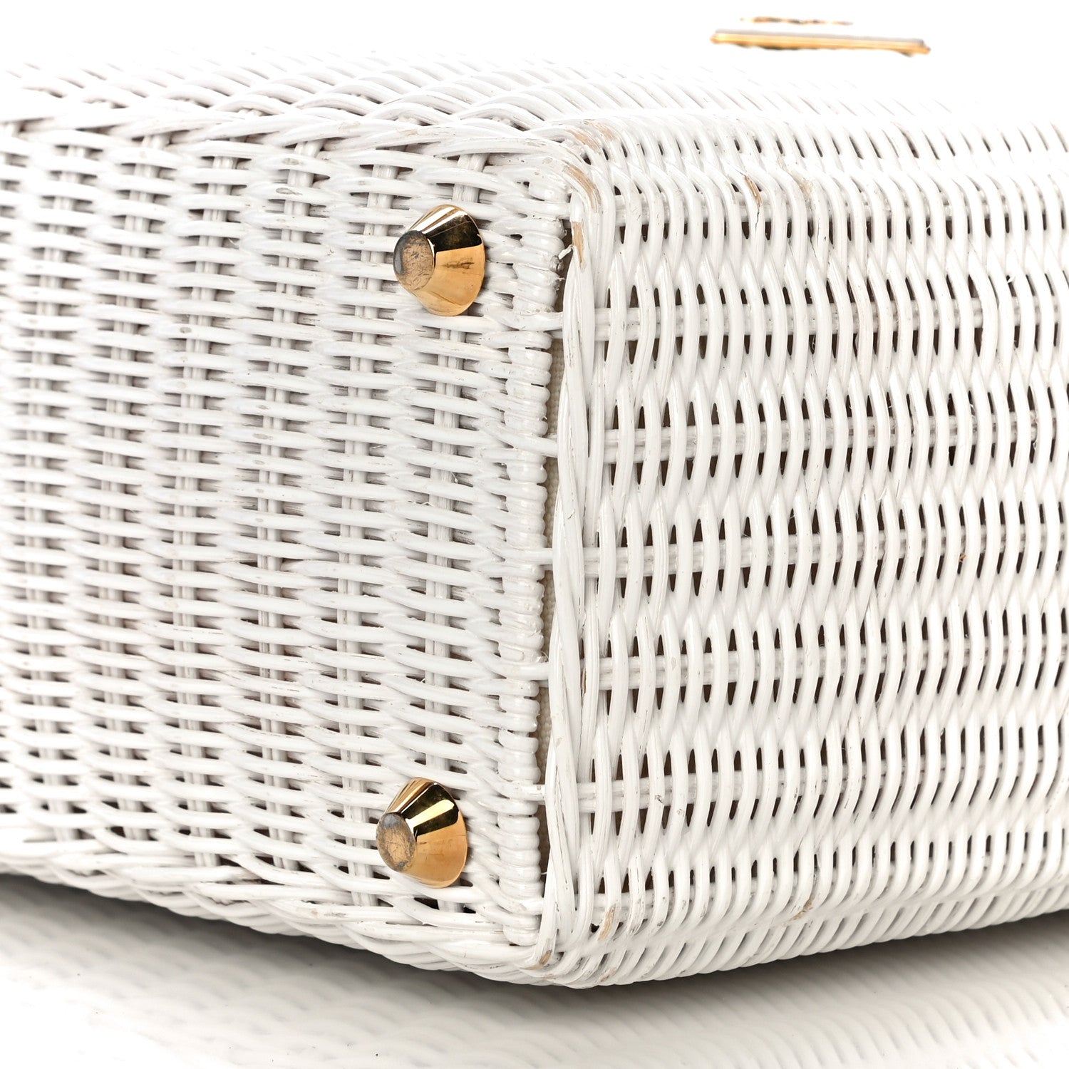 Prada Canvas Wicker Tote White 9 of 23