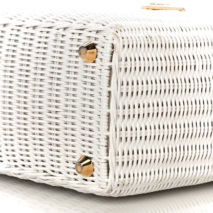Prada Canvas Wicker Tote White 9 of 23