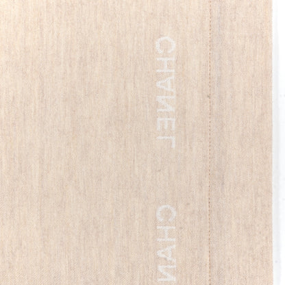 Chanel Wool Silk Lightweight Throw Blanket Beige 3 of 4