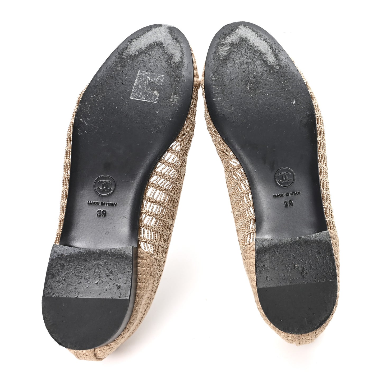 Raffia Cap Toe Ballerina Flats 39 Beige