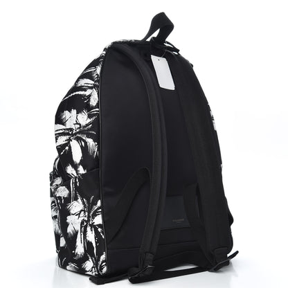 Saint Laurent Canvas Palm Tree City Backpack Black White 3 of 8