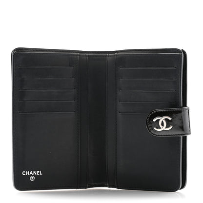 Chanel Patent Camellia Embossed Zipped Pocket Wallet Black 5 of 11