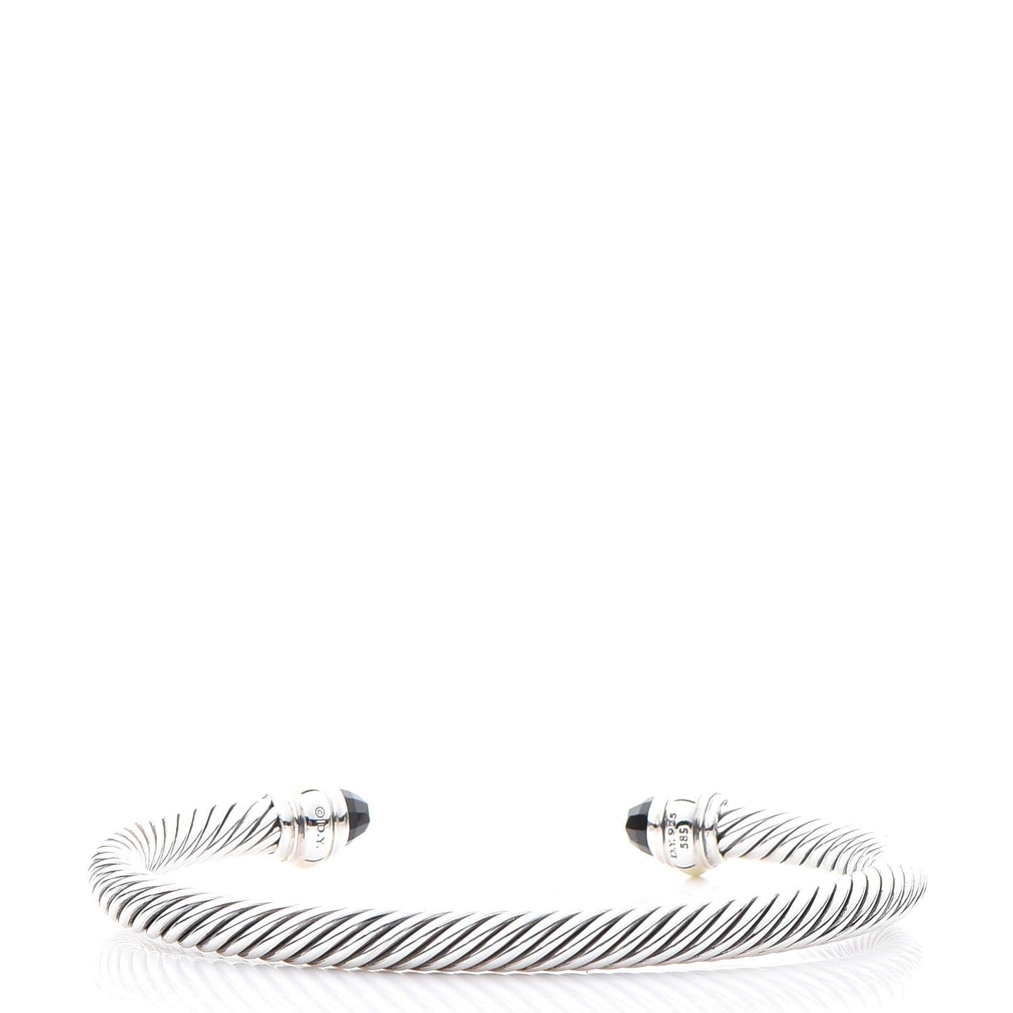 Sterling Silver 14K Yellow Gold Black Onyx 5mm Cable Classics Bracelet
