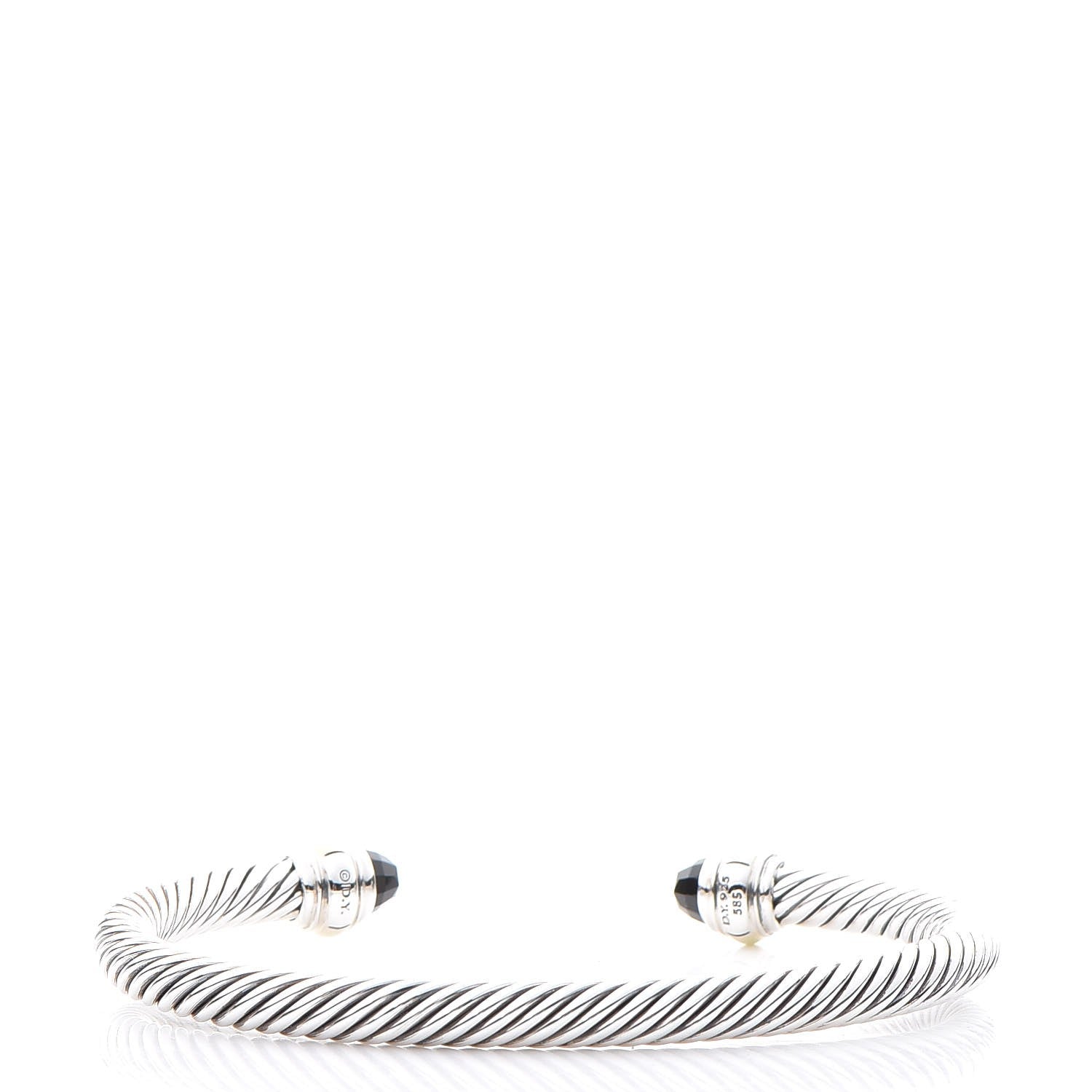 David Yurman Sterling Silver 14K Yellow Gold Black Onyx 5mm Cable Classics Bracelet 3 of 5