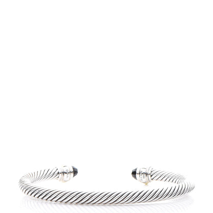 David Yurman Sterling Silver 14K Yellow Gold Black Onyx 5mm Cable Classics Bracelet 3 of 5